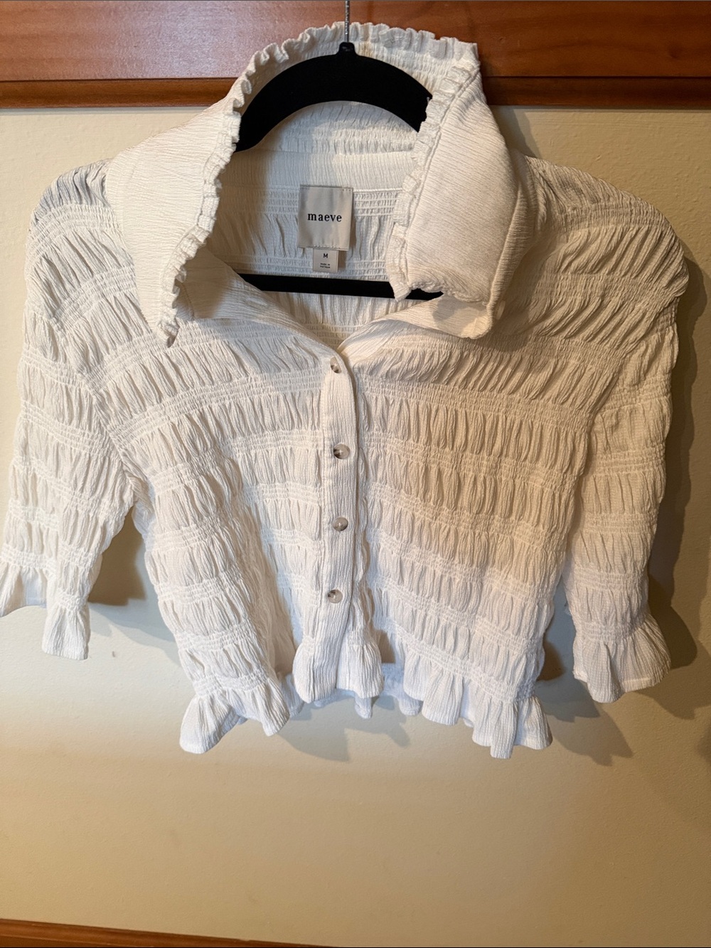 Anthropologie - Maeve - Smocked Button Down Top - Picture 2 of 10